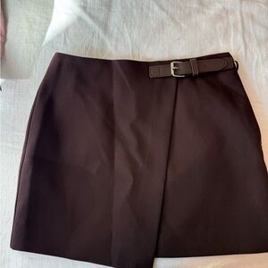 Commense Brown Mini Skirt with Belt
